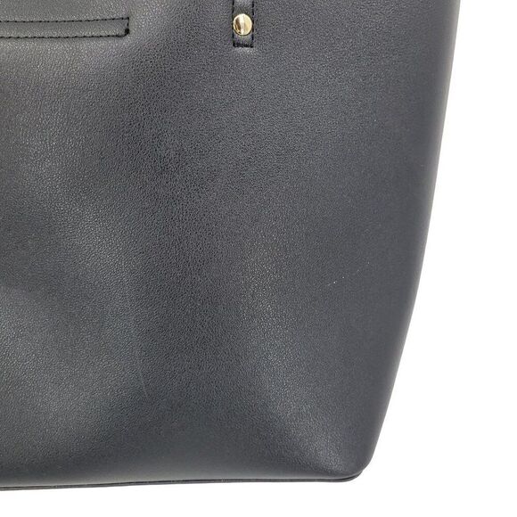 Nanette Lepore Black Vegan Faux Leather Tote Bag Multiple Pockets Shoulder Large - Picture 4 of 11